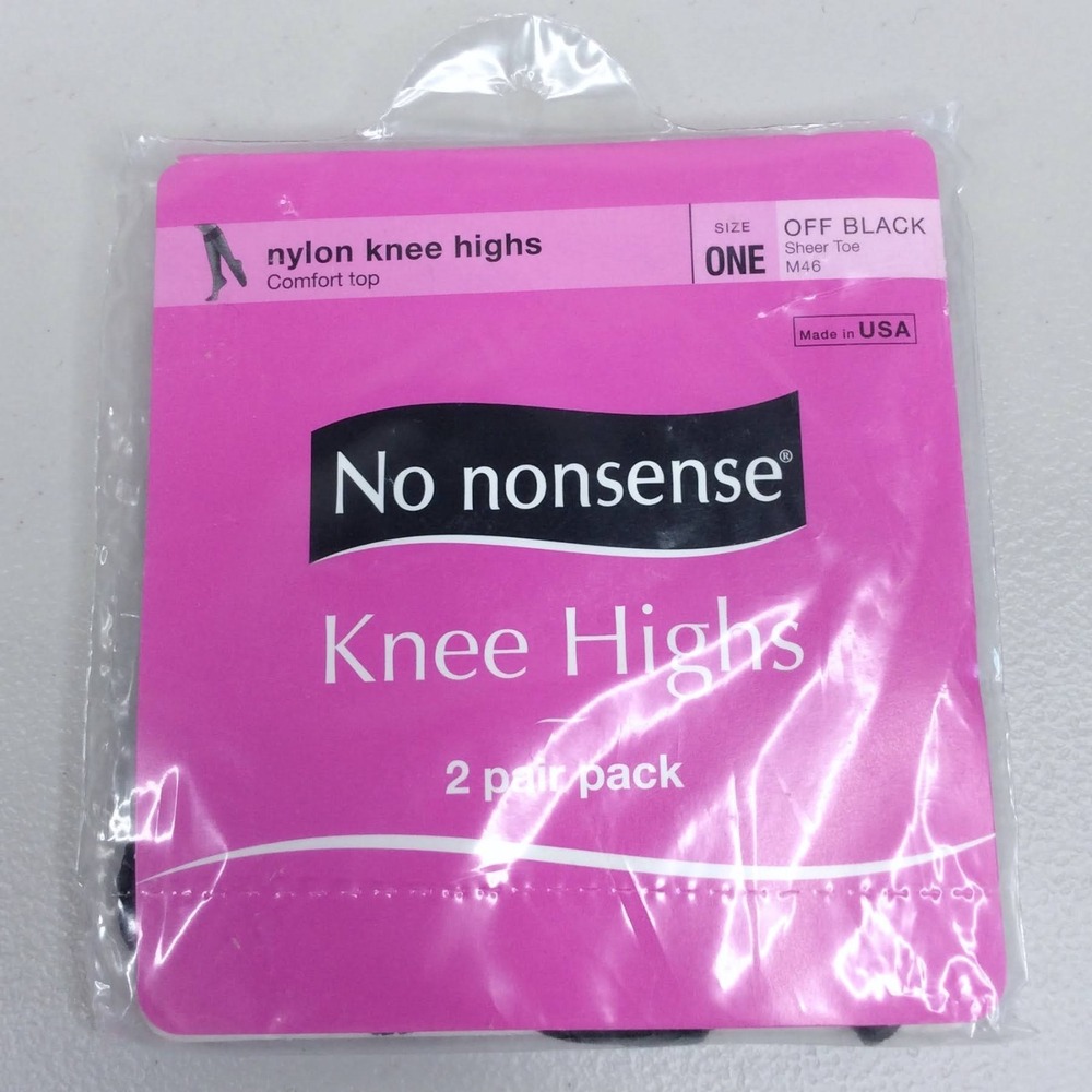 NEW No Nonsense Knee Highs 2 Pack One Size Off Black Comfort Top Sheer Toe Nylon